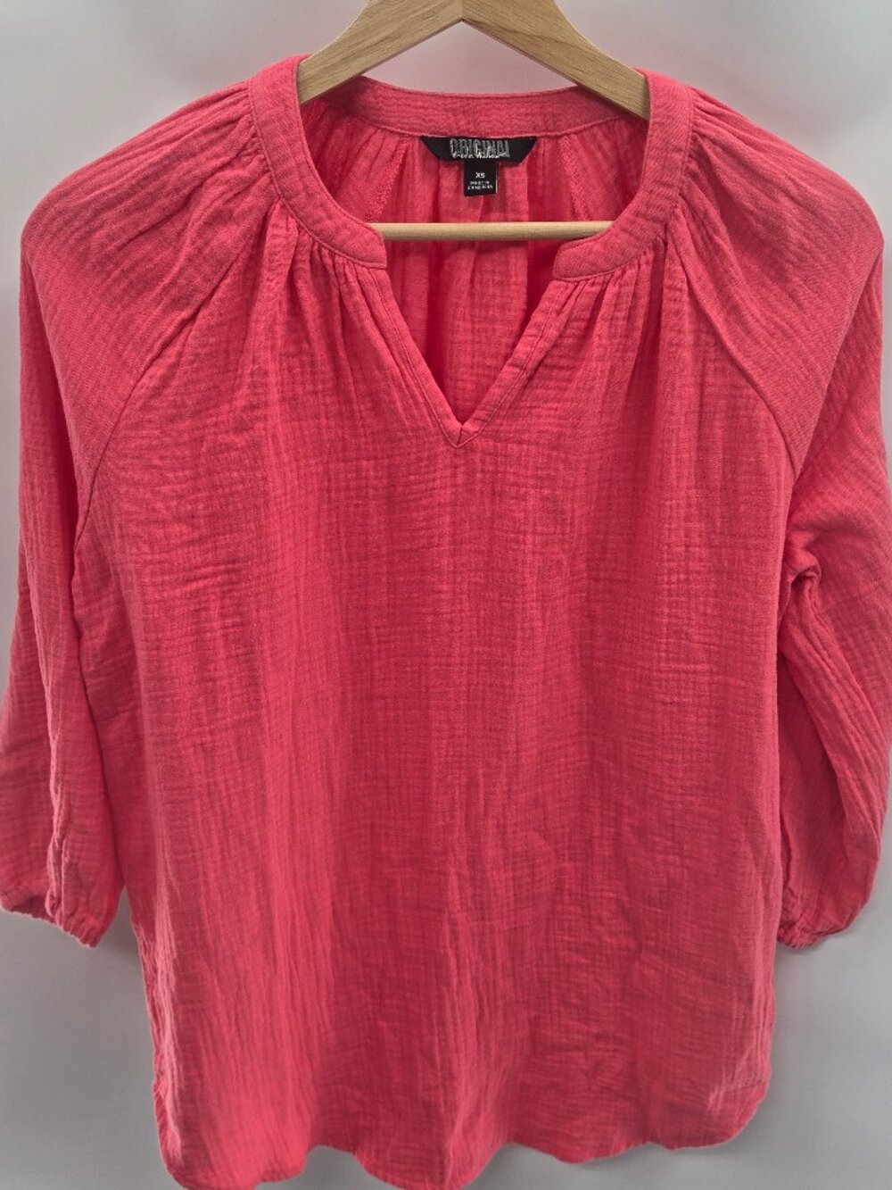 Nicole Miller Original Pink Double Cotton Gauze Long Sleeved Blouse Size XS